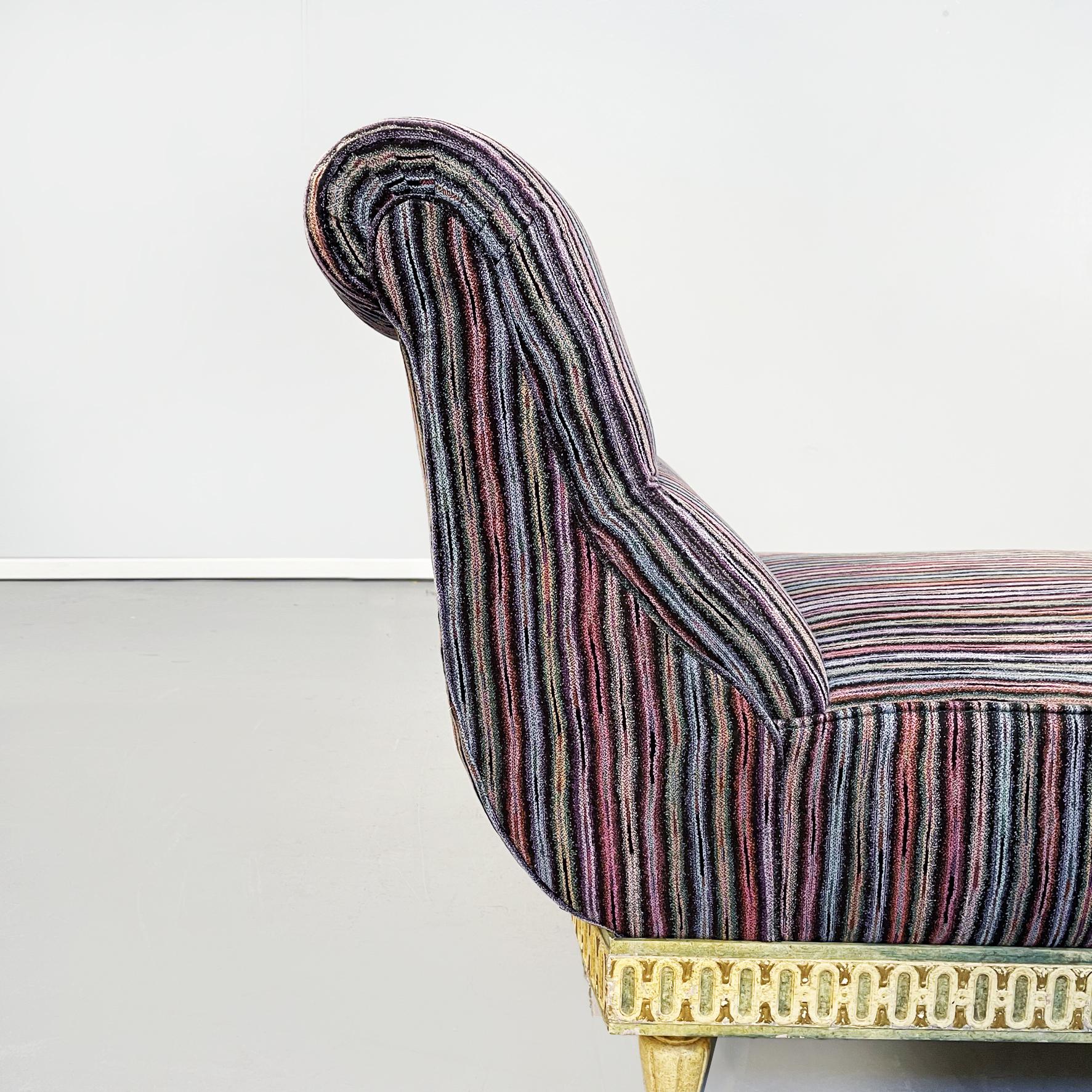 Italian Midcentury Venetian Style Chaise Longue with Missoni Striped Fabric, 1950 For Sale 2