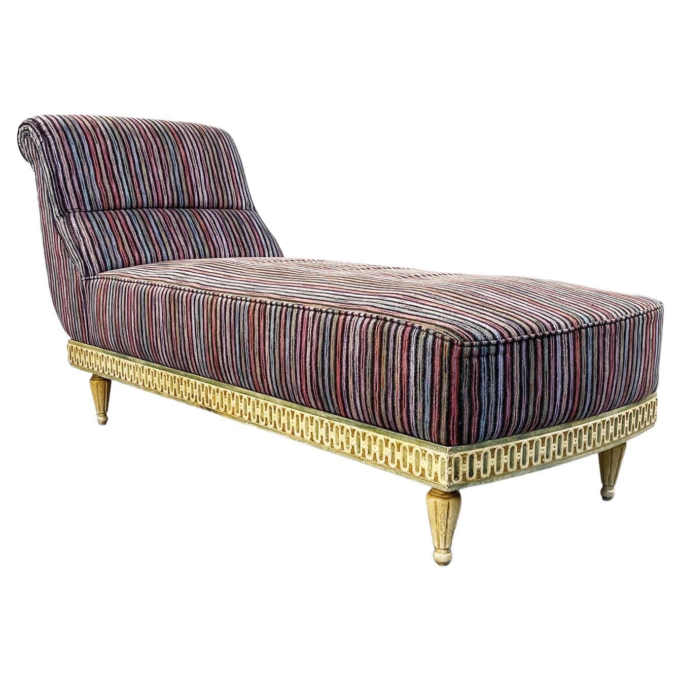 Italian Midcentury Venetian Style Chaise Longue with Missoni Striped Fabric, 1950 For Sale