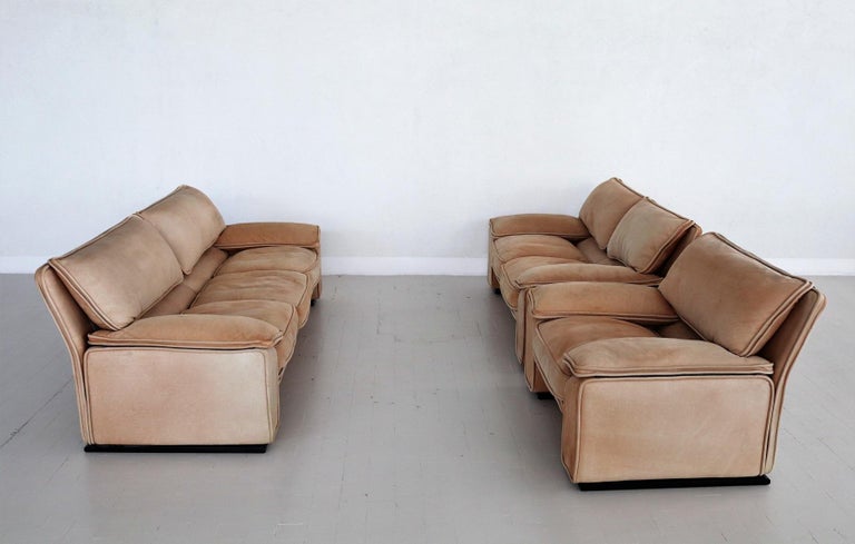 Italian Midcentury Vintage Nappa Leather Sofa by Ferruccio Brunati, 1970s For Sale 8