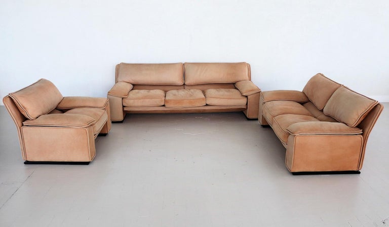 Mid-Century Modern Italian Midcentury Vintage Nappa Leather Sofa by Ferruccio Brunati, 1970s For Sale