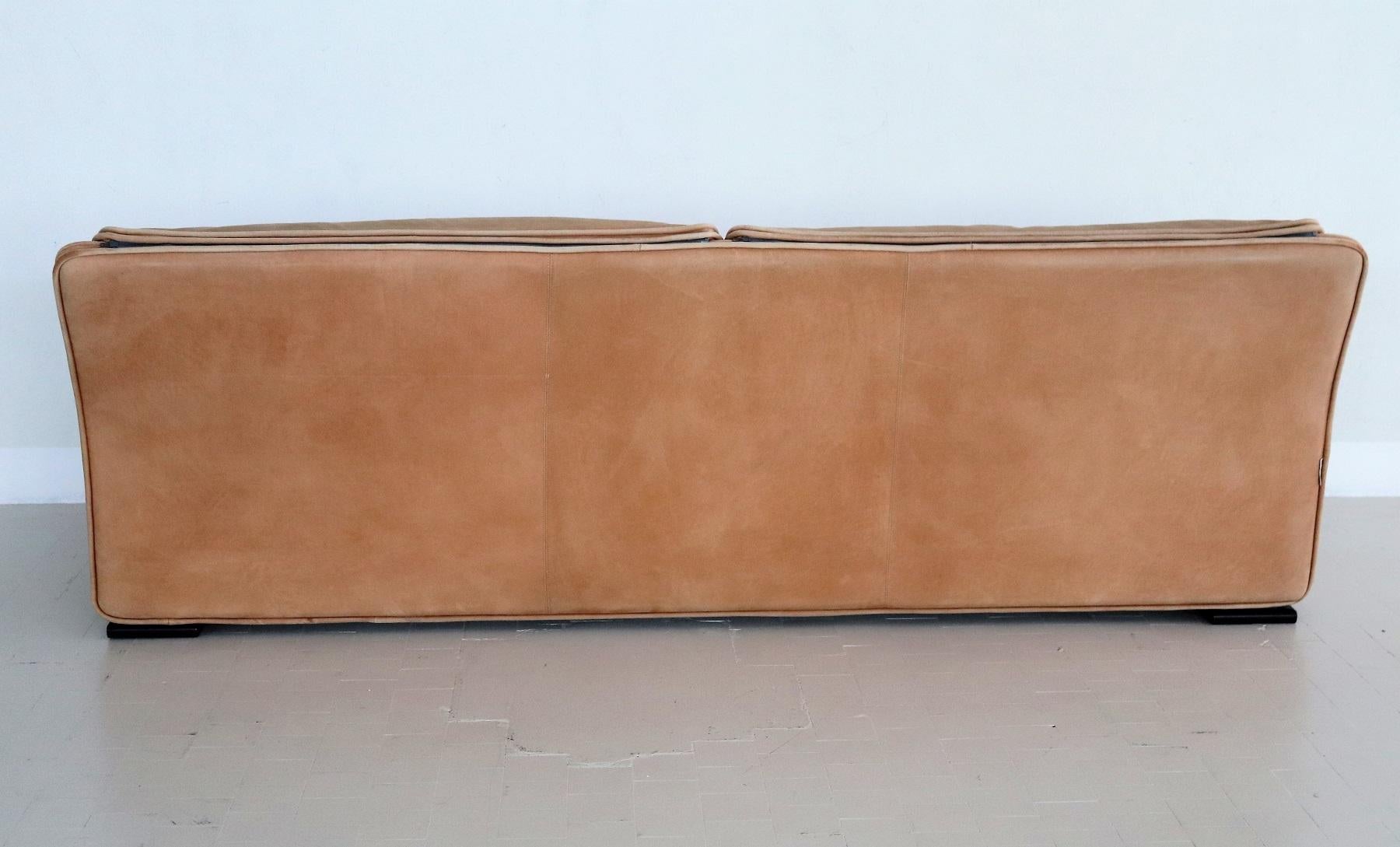 Italian Midcentury Vintage Nappa Leather Sofa by Ferruccio Brunati, 1970s 1