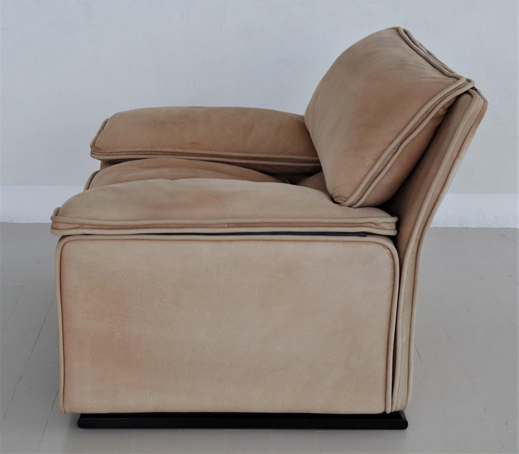 Italian Midcentury Vintage Nappa Leather Sofa by Ferruccio Brunati, 1970s 2