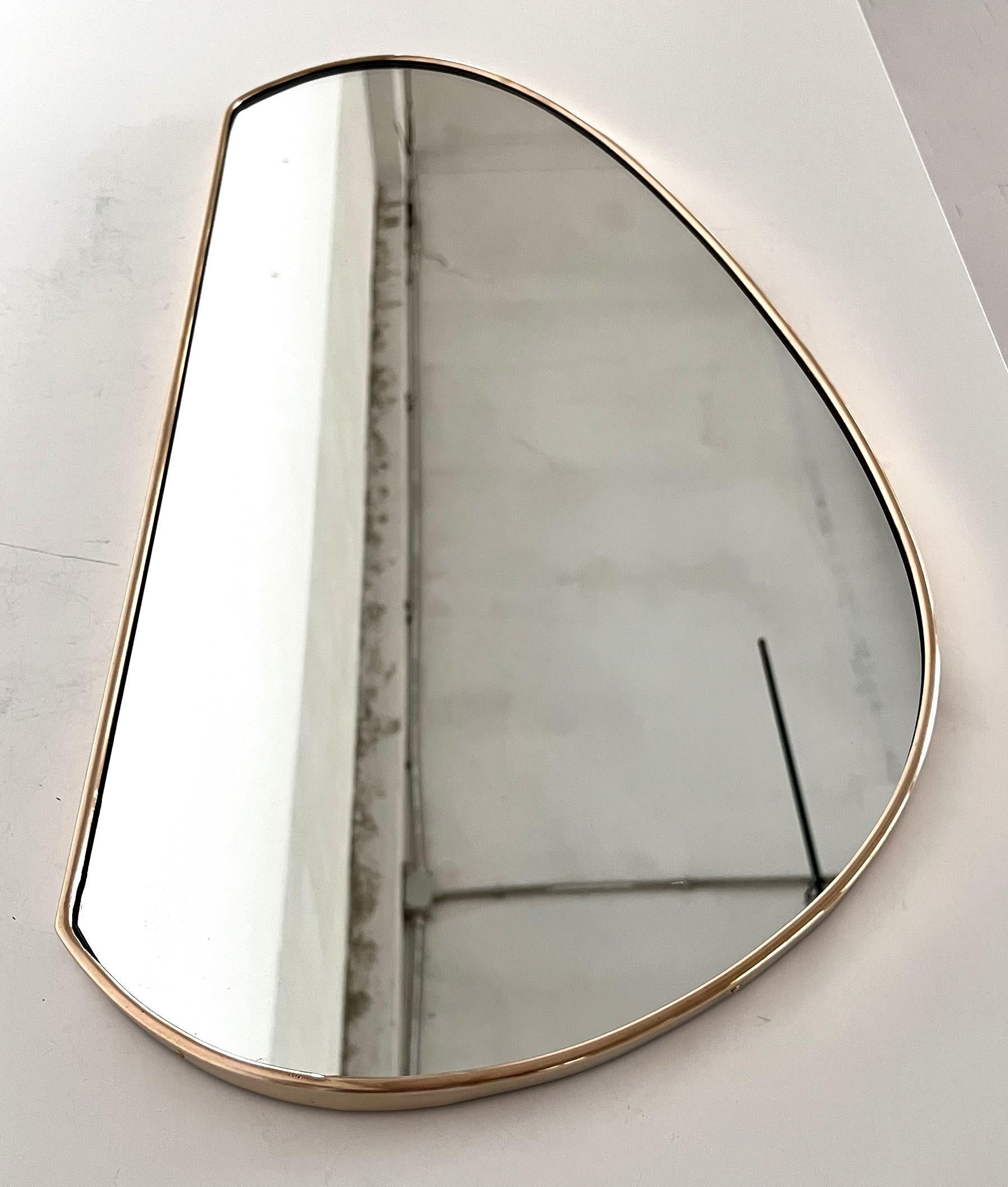 Italian Midcentury Vintage Wall Mirror with Brass Frame, 1970s 8