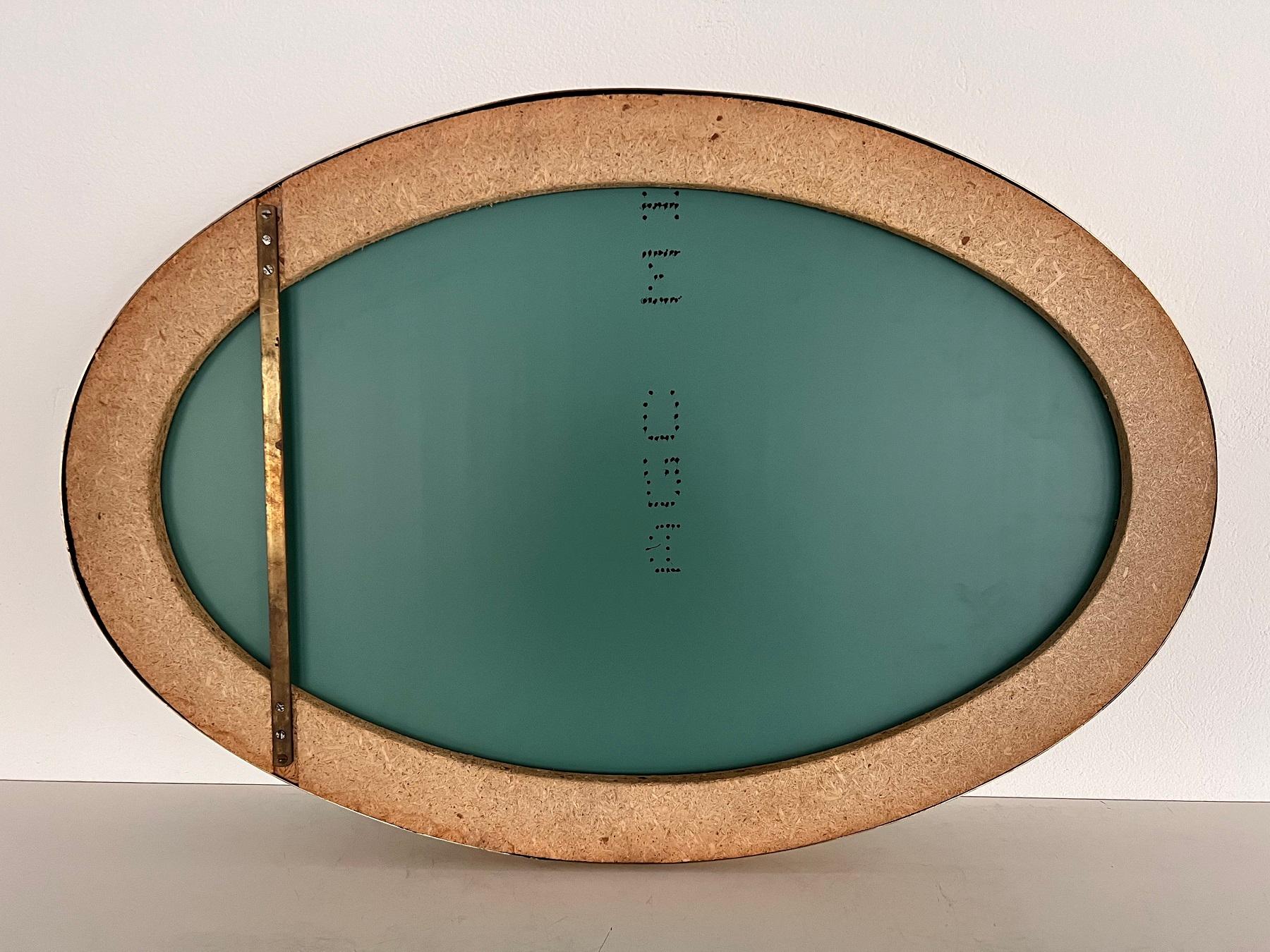 Italian Midcentury Vintage Wall Mirror with Brass Frame and Decor, 1970s For Sale 10