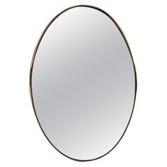Italian Midcentury Vintage Wall Mirror with Brass Frame and Decor, 1970s