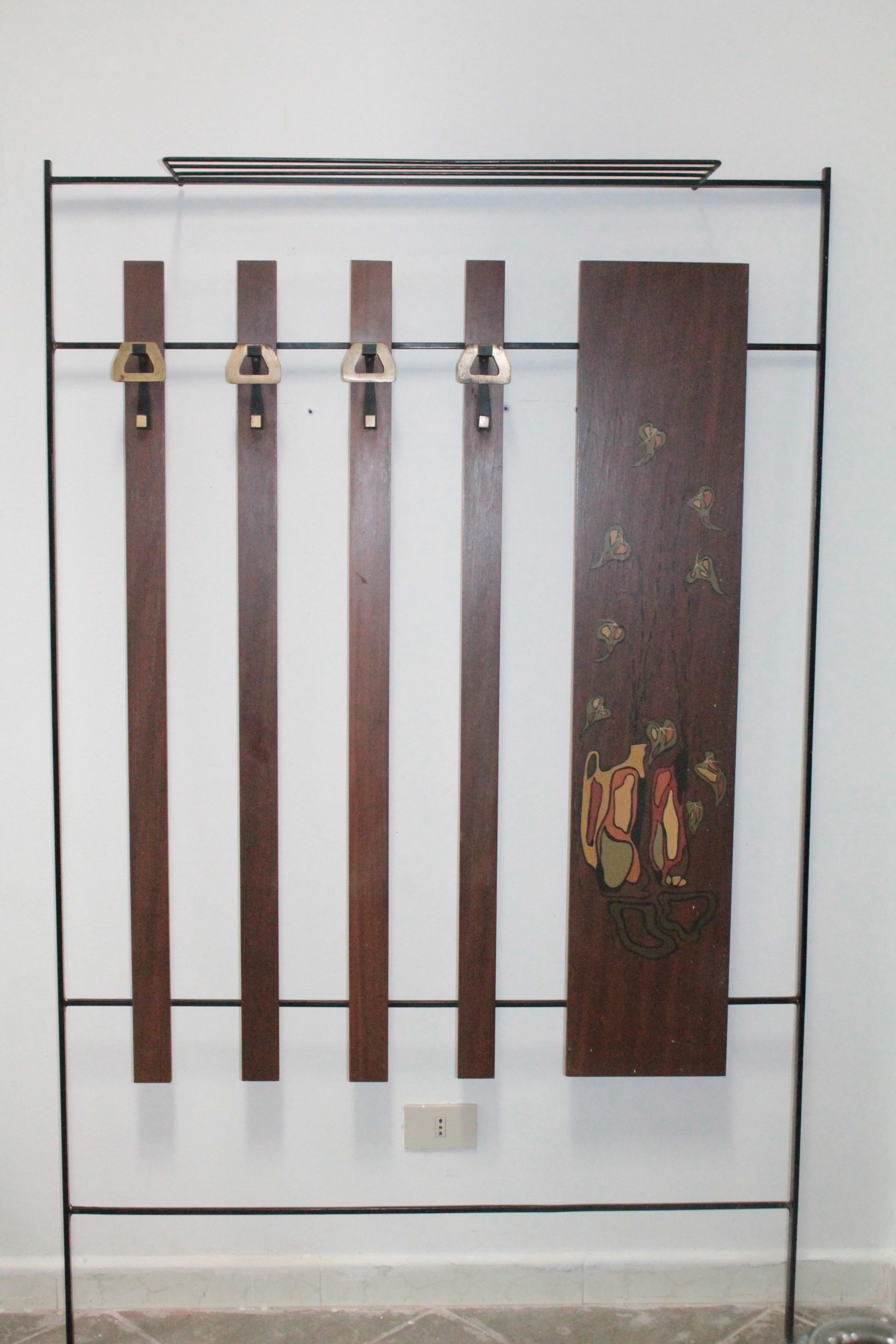 Italian Midcentury Wall Coat Hanger 1960s Campo e Graffi Style For Sale 2