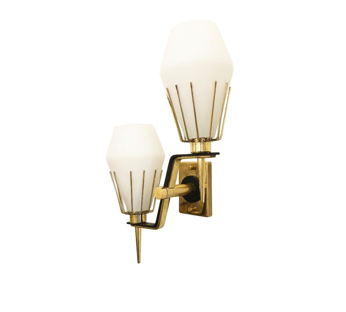 Italian Midcentury Wall Lights Attributed to Arredoluce In Good Condition In Chicago, IL