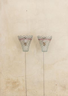 Italian midcentury wall lights by Venini, marked