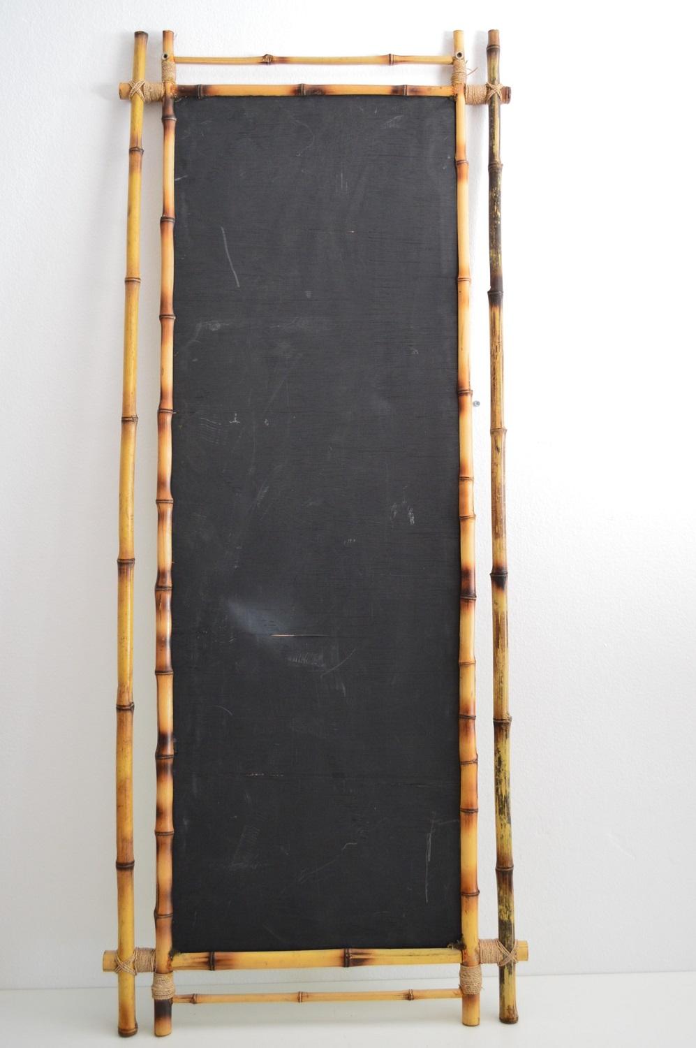 Italian Midcentury Wall Mirror in Real Bamboo Frame, 1960s 8