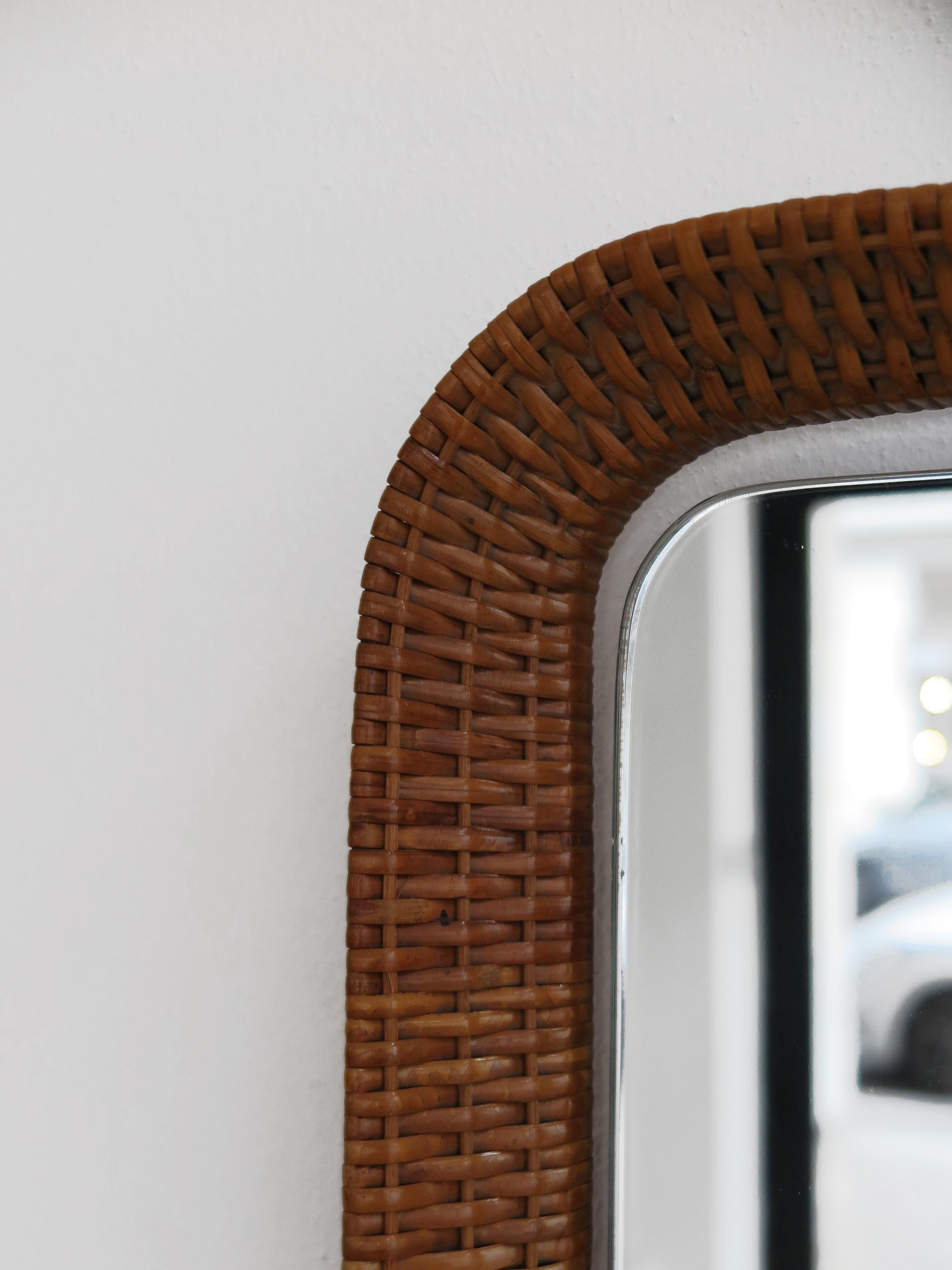 Italian Midcentury Wall Mirror with Bamboo Frame, 1960s For Sale 2