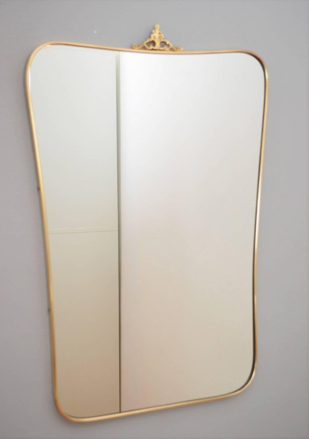 Italian Midcentury Wall Mirror with Brass Frame, 1950s 3
