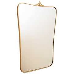 Italian Midcentury Wall Mirror with Brass Frame, 1950s
