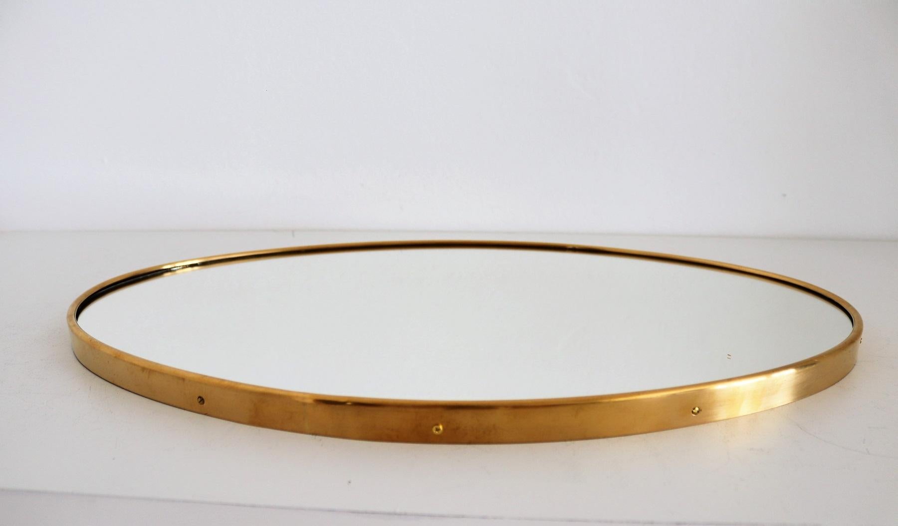 Italian Midcentury Wall Mirror with Brass Frame, 1950s 6