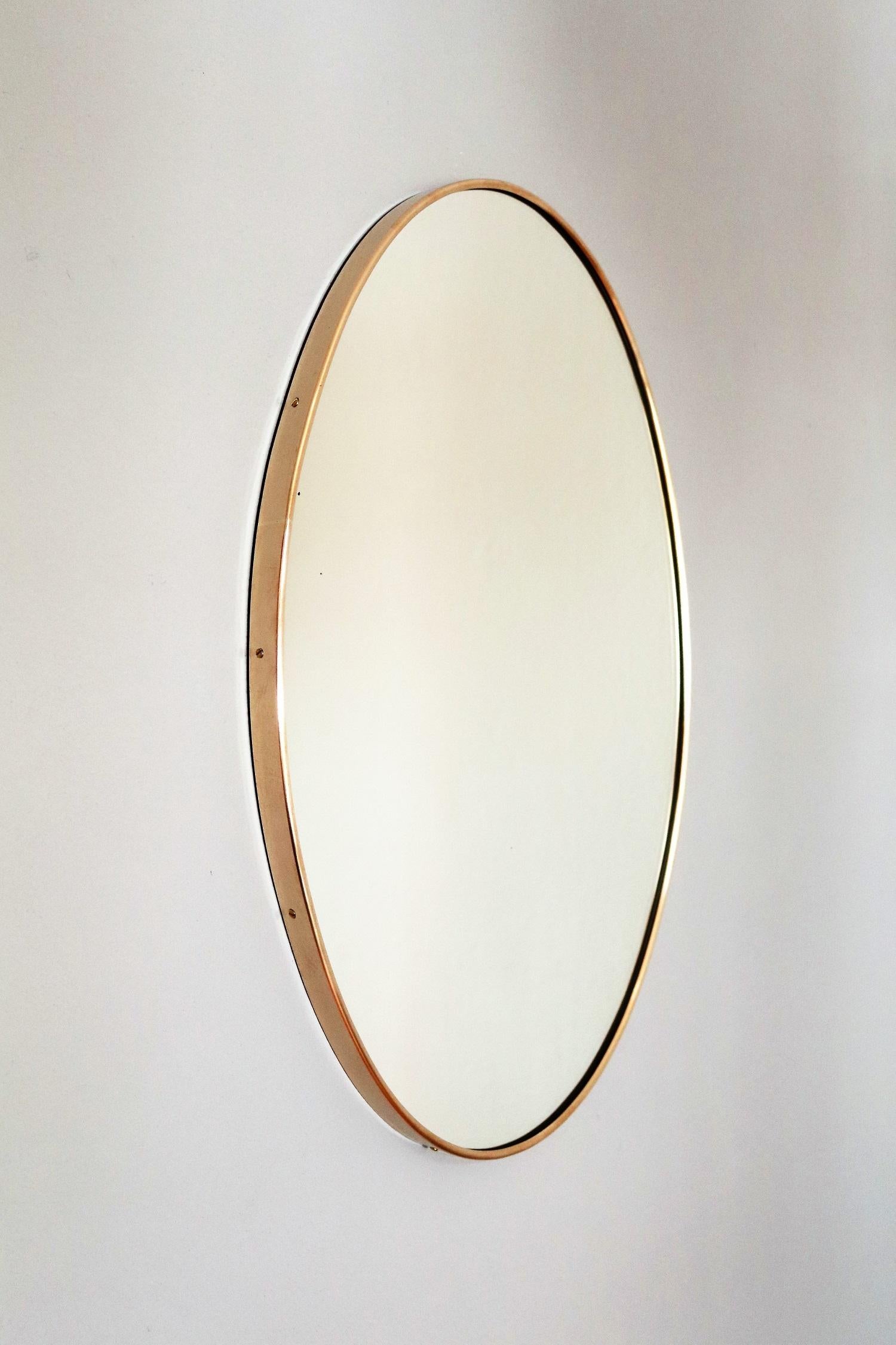 Mid-Century Modern Italian Regency Wall Mirror with Brass Frame, 1970s