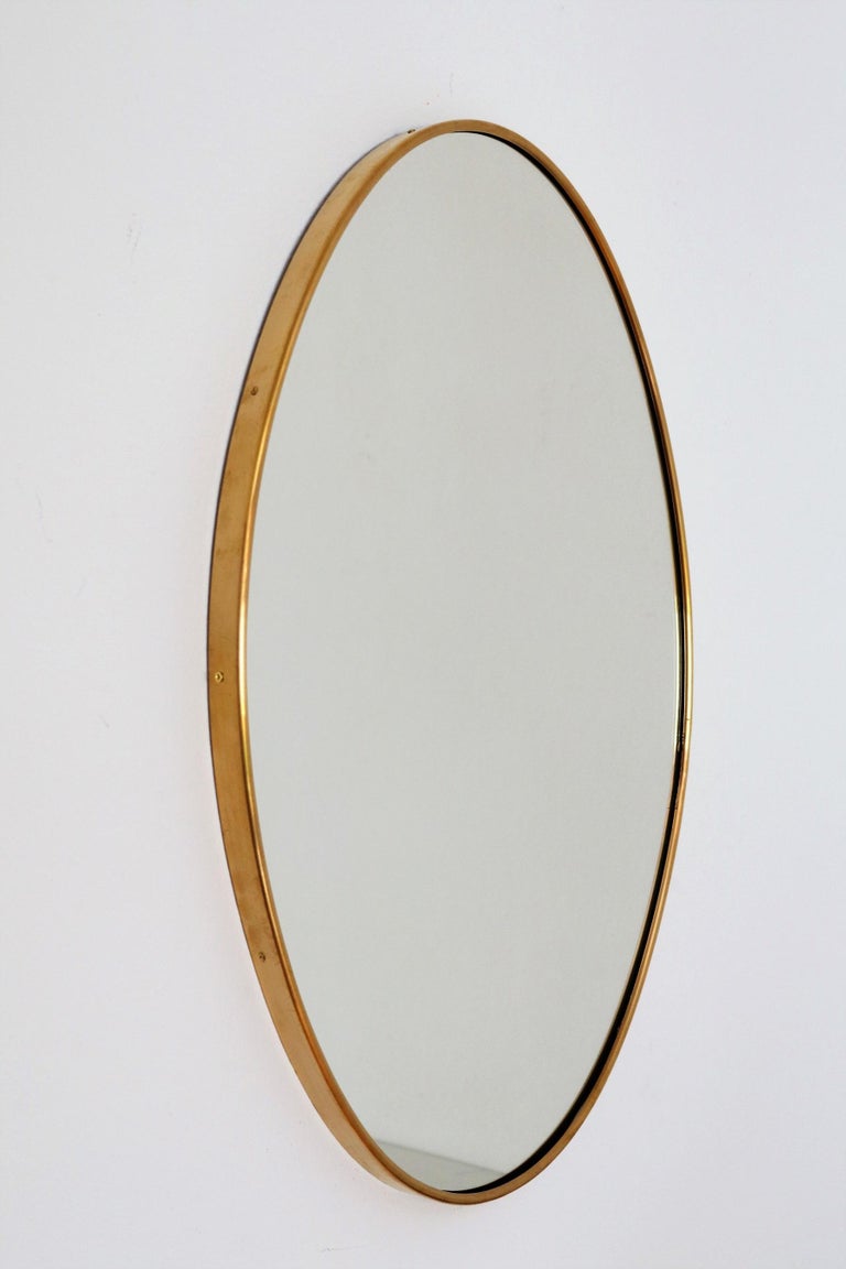 Mid-20th Century Italian Midcentury Wall Mirror with Brass Frame, 1950s