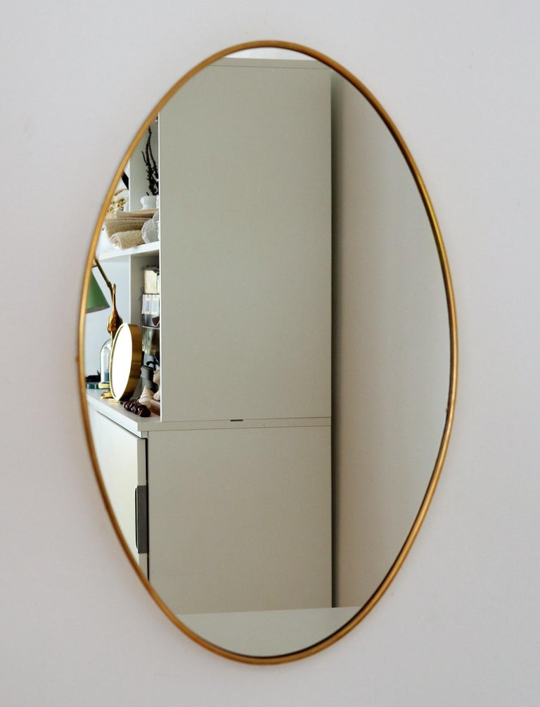 Italian Midcentury Wall Mirror with Brass Frame, 1950s 1