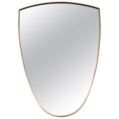 Italian Midcentury Wall Mirror with Brass Frame, 1950s Italian Midcentury Wall Mirror with Brass Frame, 1950s