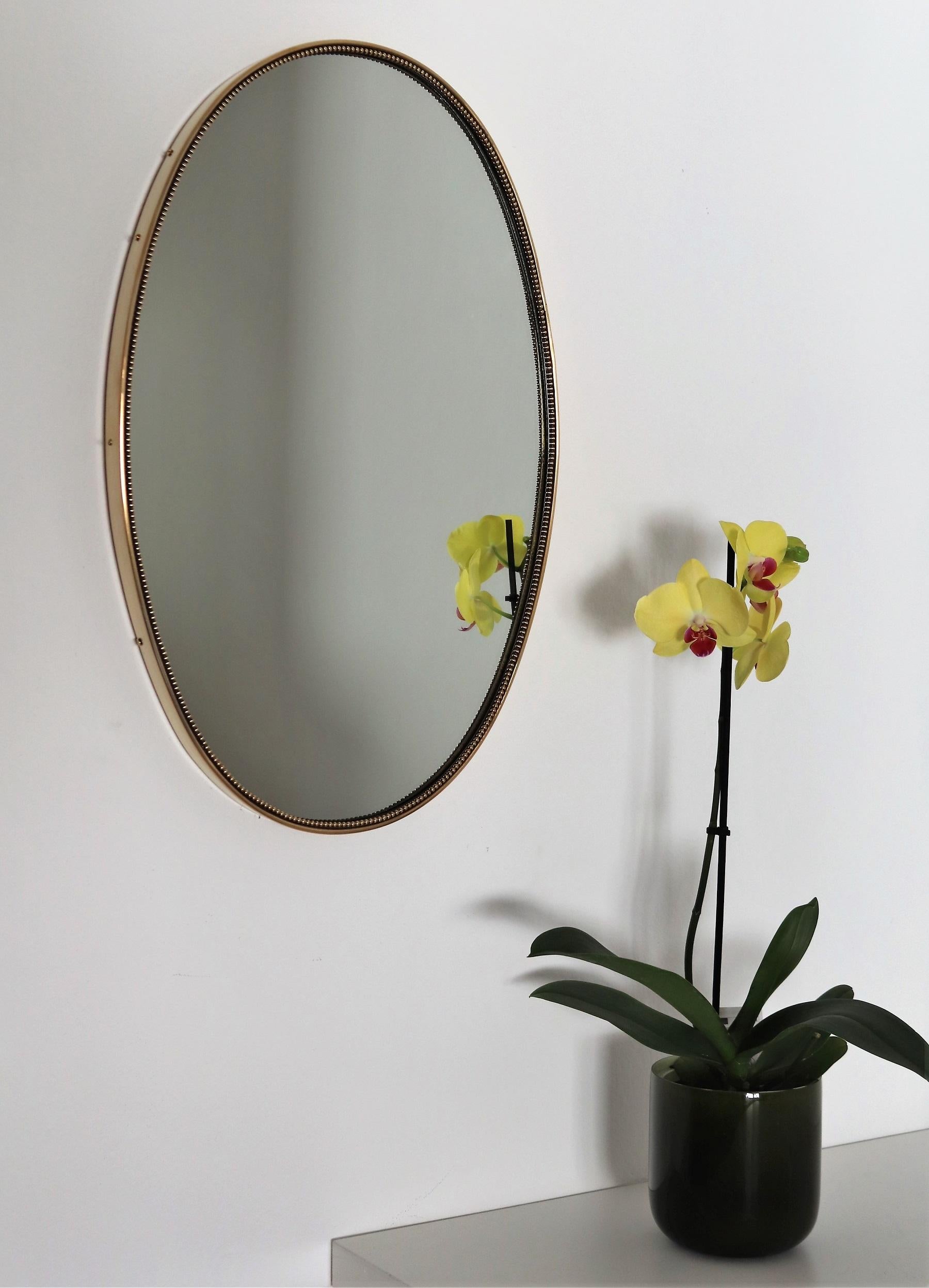 Italian Midcentury Wall Mirror with Brass Frame and Decor, 1960s 5