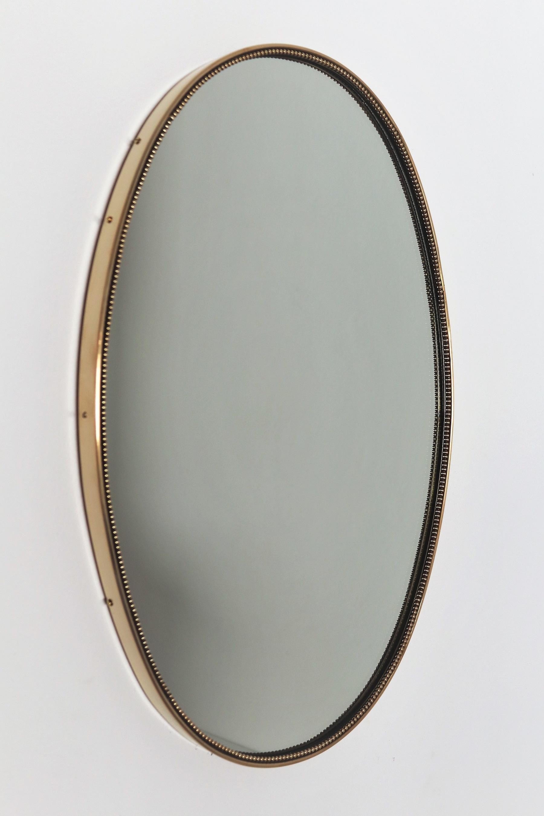 Italian Midcentury Wall Mirror with Brass Frame and Decor, 1960s 6