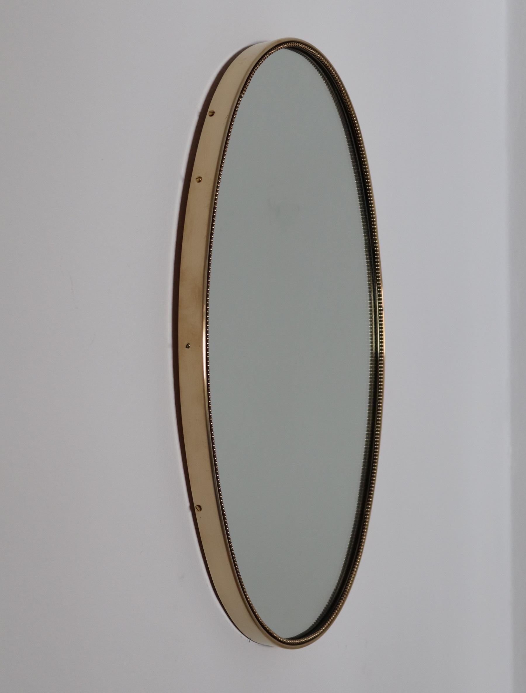 Italian Midcentury Wall Mirror with Brass Frame and Decor, 1960s 2