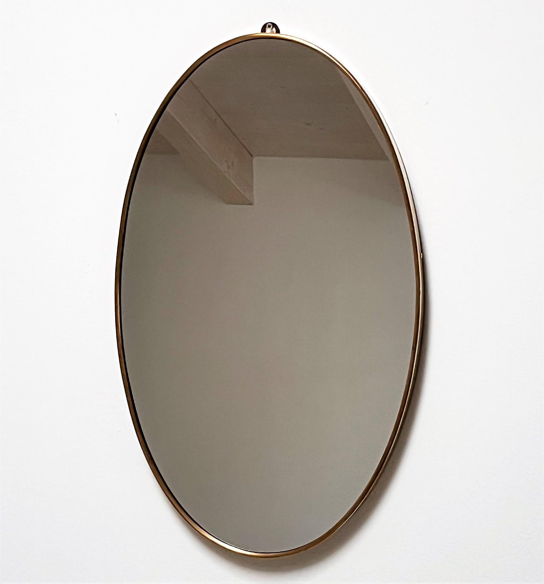 Mid-Century Modern Italian Mid Century Wall Mirror with Original Brass Frame, 1950s