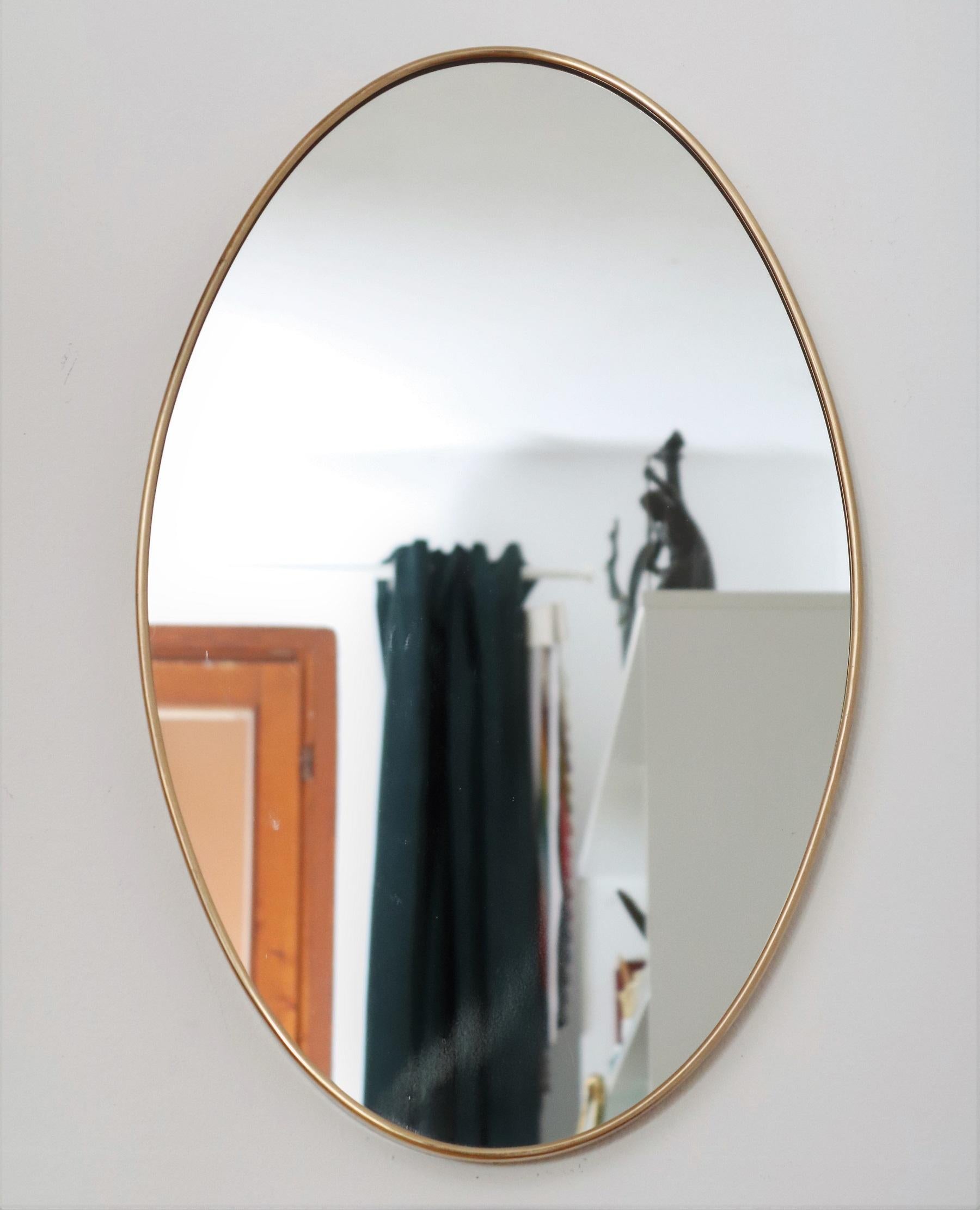 Mid-20th Century Italian Midcentury Wall Mirror with Original Brass Frame, 1950s