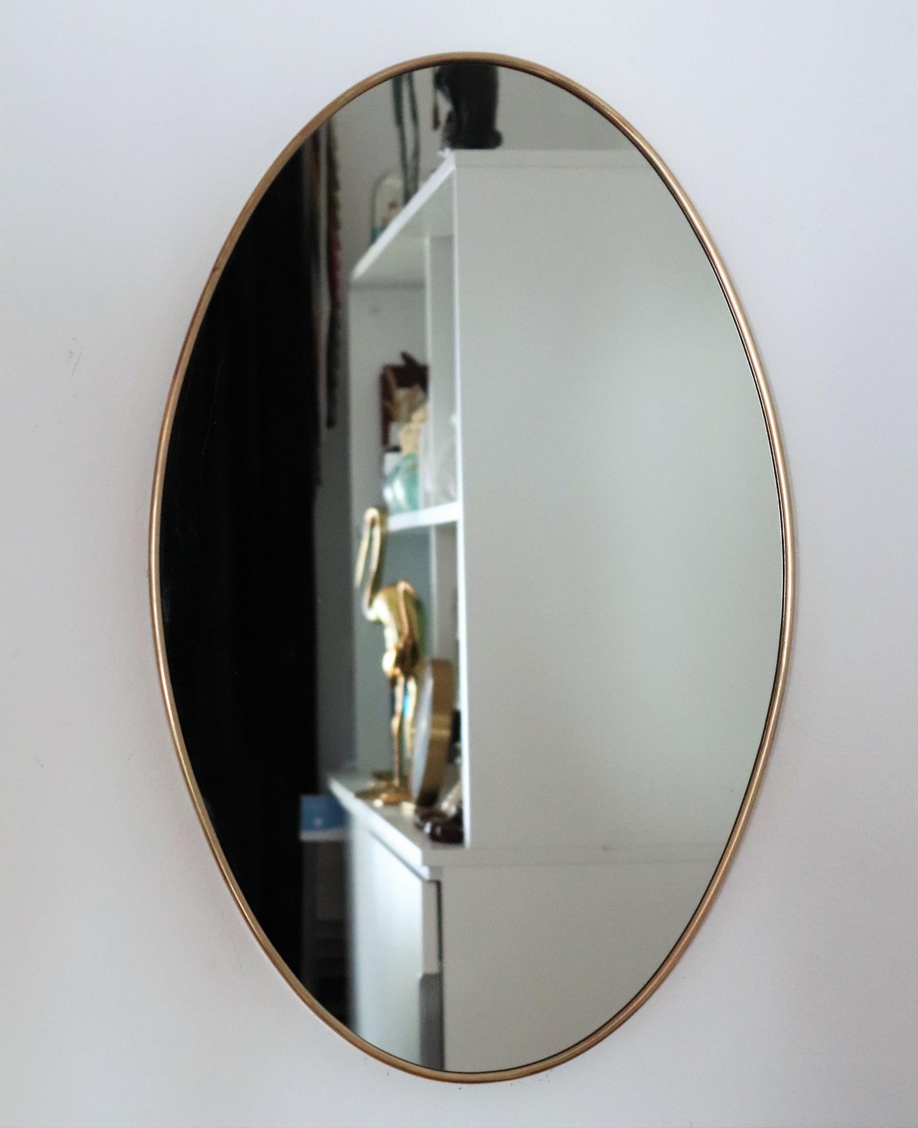 Italian Midcentury Wall Mirror with Original Brass Frame, 1950s 2