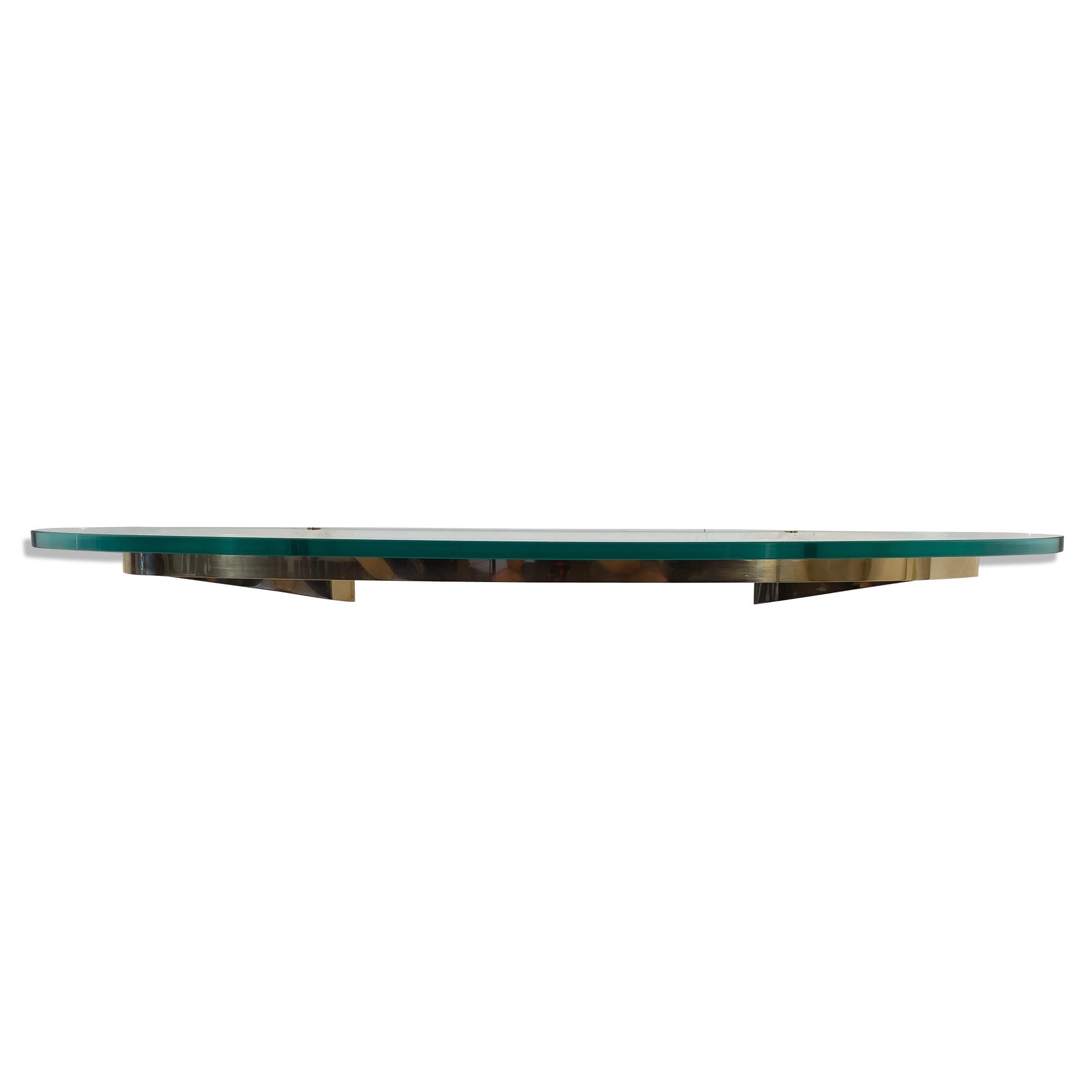 Italian Midcentury Wall-Mounted Glass and Brass Console Table by Fontana Arte  For Sale 4