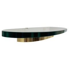 Italian Midcentury Wall-Mounted Glass and Brass Console Table by Fontana Arte