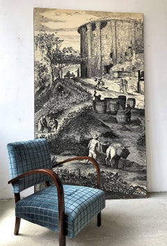 Italian Midcentury Wall Panel or Wall Mural in the Style of Fornasetti, 1950