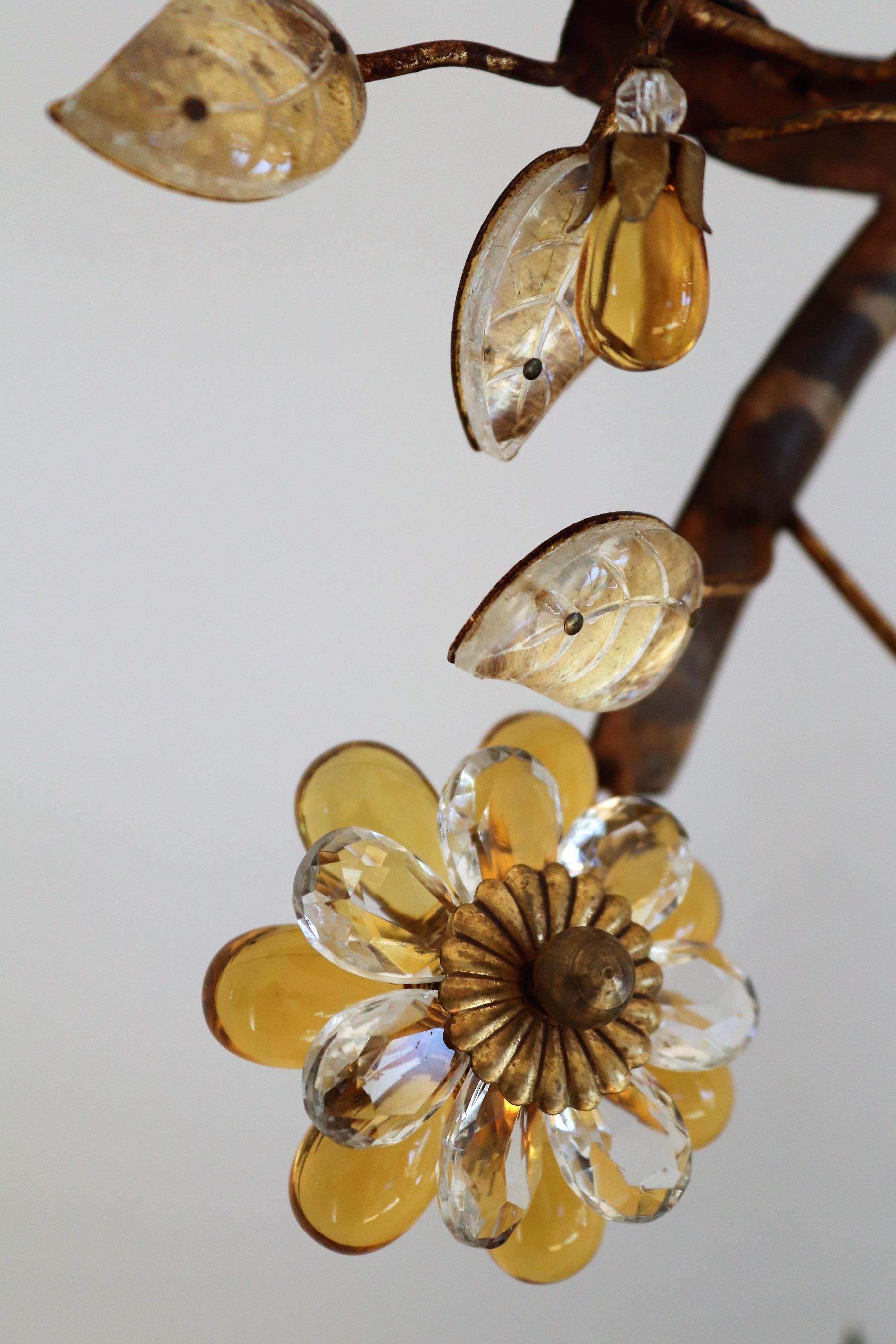 Italian Midcentury Wall Sconce with Murano Crystal Flowers by Banci, 1970s 7