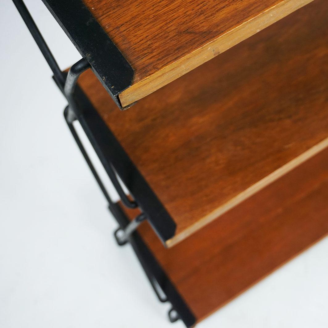 Italian Midcentury Walnut and Blackened Steel Bookcase or Rack by ISA Bergamo 5