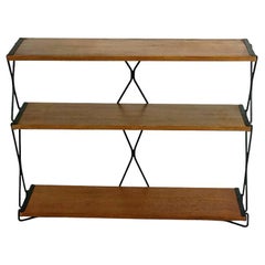 Italian Midcentury Walnut and Blackened Steel Bookcase or Rack by ISA Bergamo