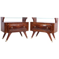 Italian Midcentury Walnut Bedside Chests