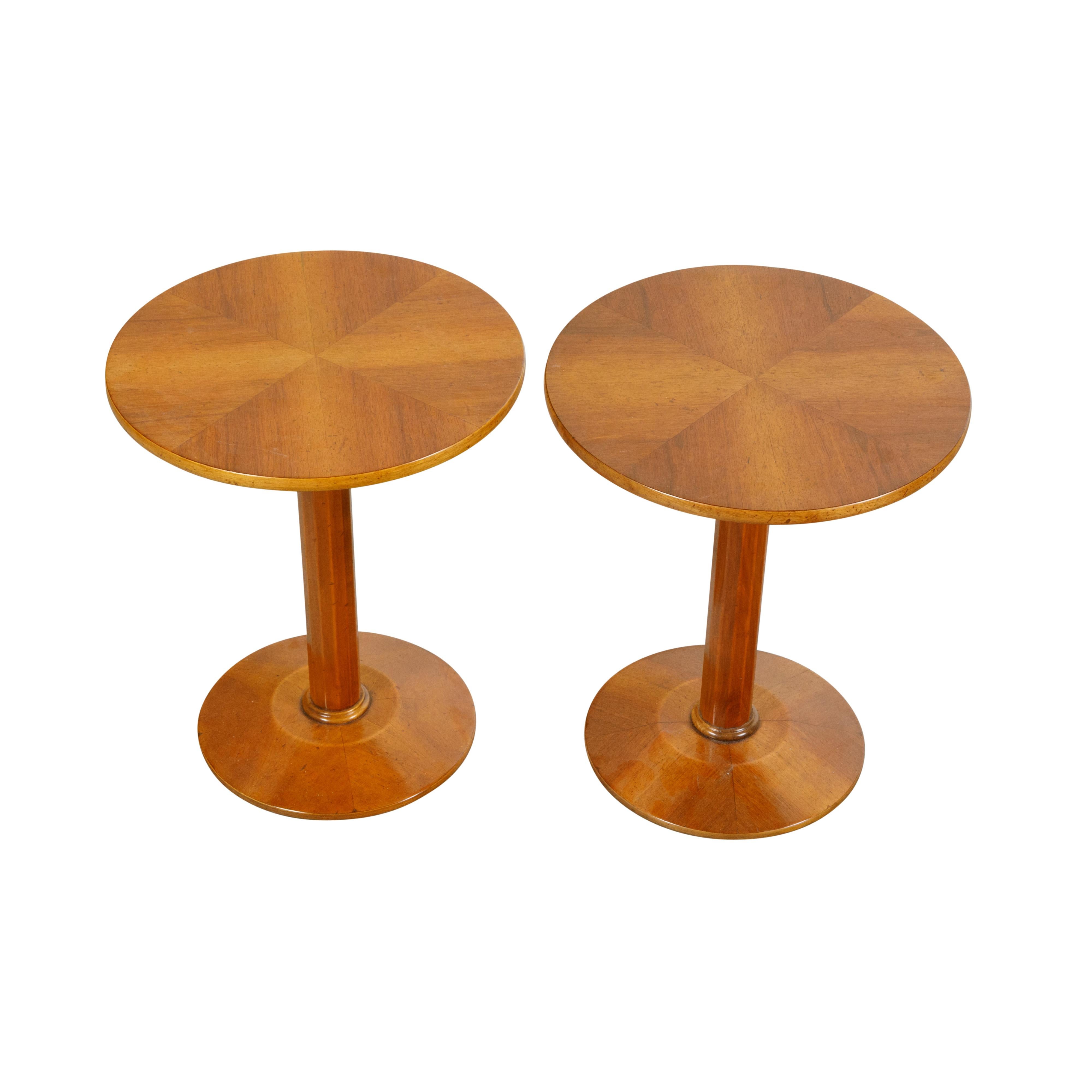 Italian Midcentury Walnut Drinks Tables with Quarter-Veneered Tops, Sold Each