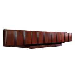 Italian Mid-Century Walnut Wall Mounted Sideboard Paolo Buffa style, 1950s