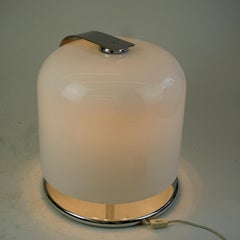Italian Midcentury White and Chrome Table Lamp Alvise by L. Massoni for Guzzini