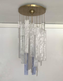 Italian Midcentury White Lilac Murano Chandelier by Mazzega, 1970s