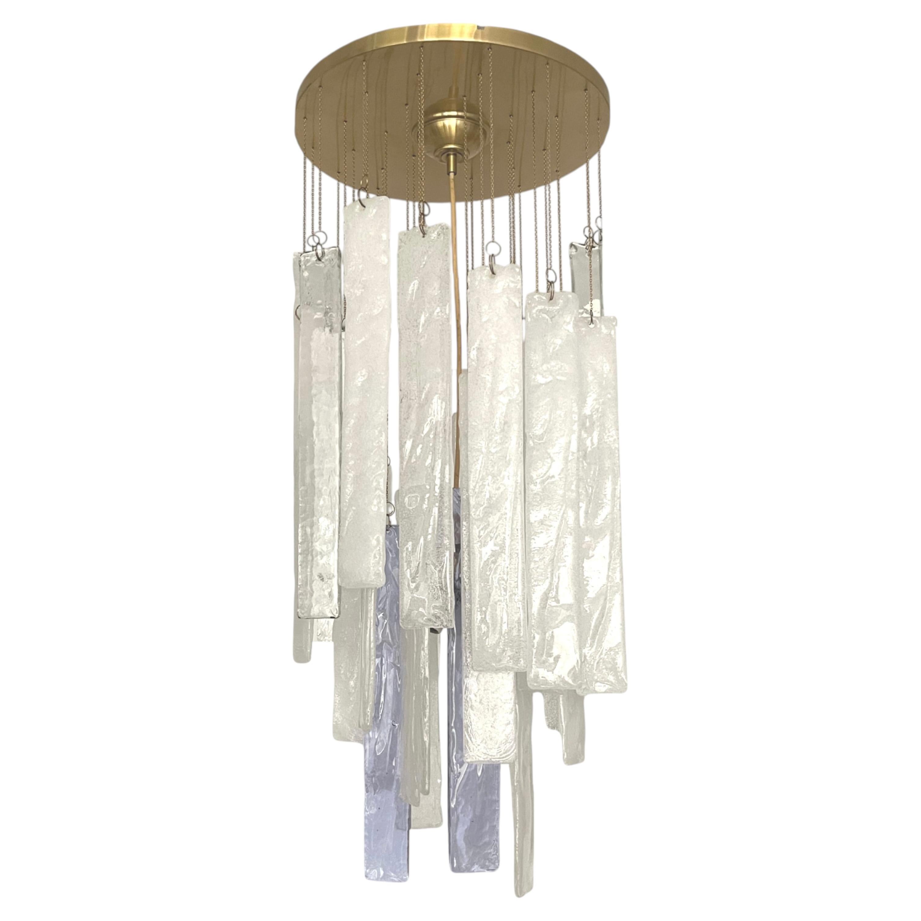 Italian Midcentury White Lilac Murano Chandelier by Mazzega, 1970s
