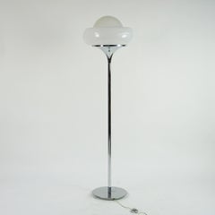 Italian Midcentury White Perspex, Glass and Chrome Floor Lamp by Harvey Guzzini