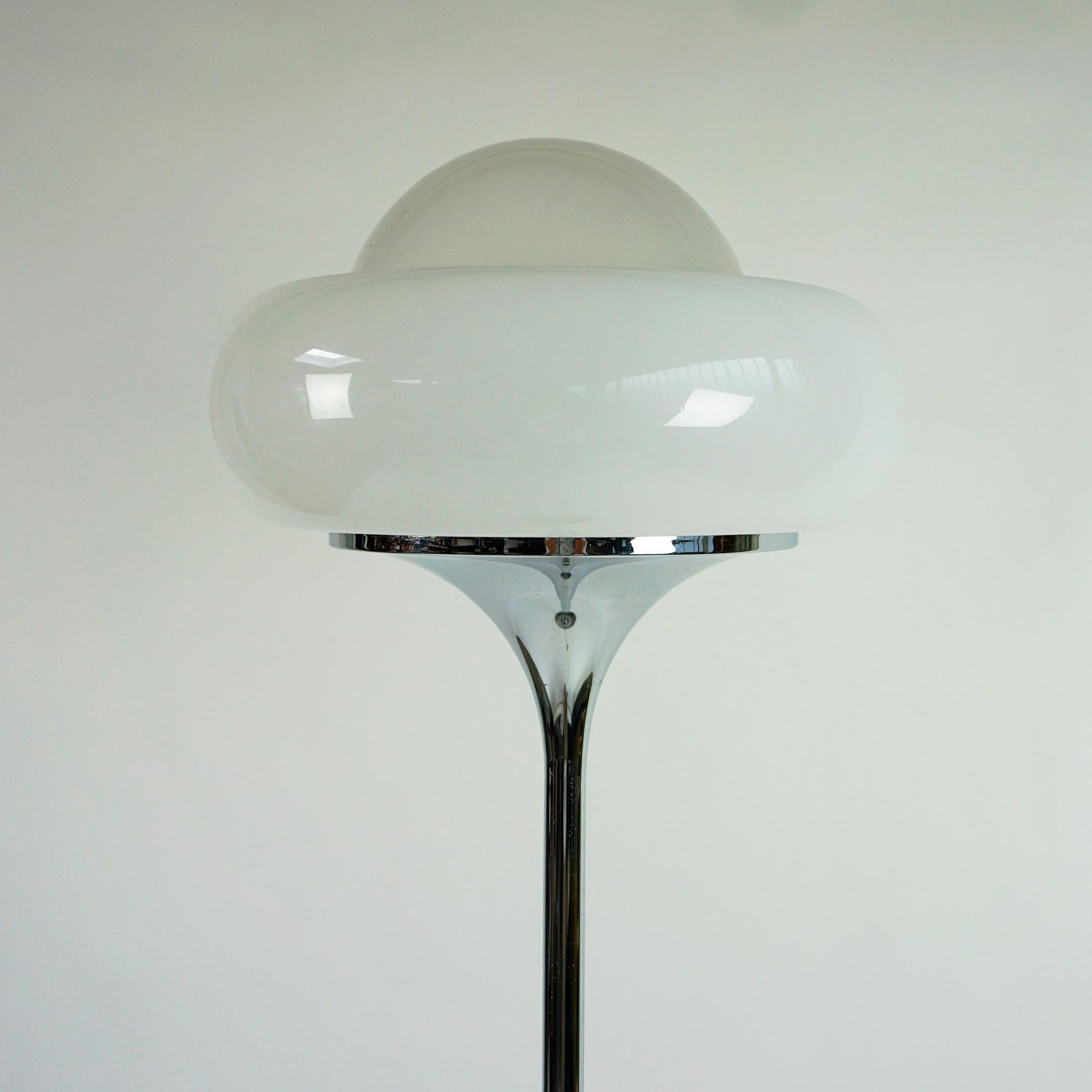 Mid-20th Century Italian Midcentury White Perspex, Glass and Chrome Floor Lamp by Harvey Guzzini