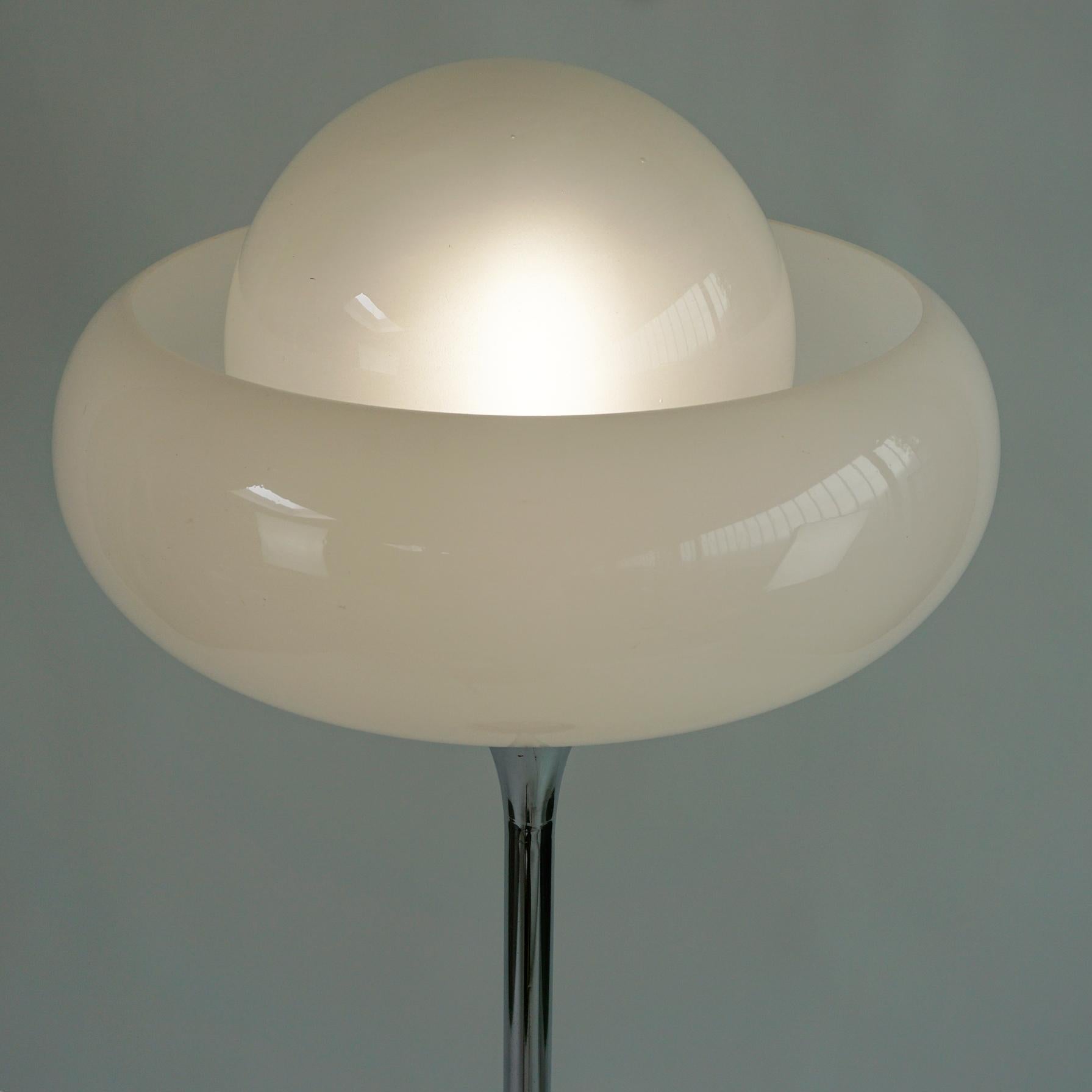 Italian Midcentury White Perspex, Glass and Chrome Floor Lamp by Harvey Guzzini 1