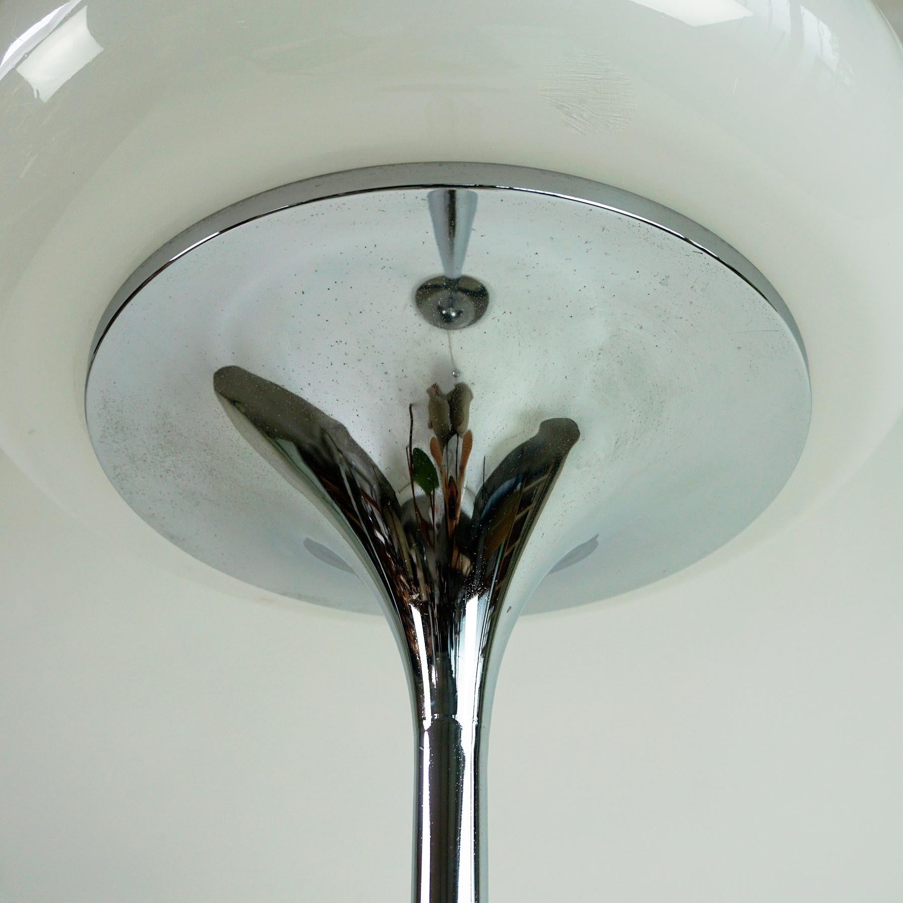 Italian Midcentury White Perspex, Glass and Chrome Floor Lamp by Harvey Guzzini 2