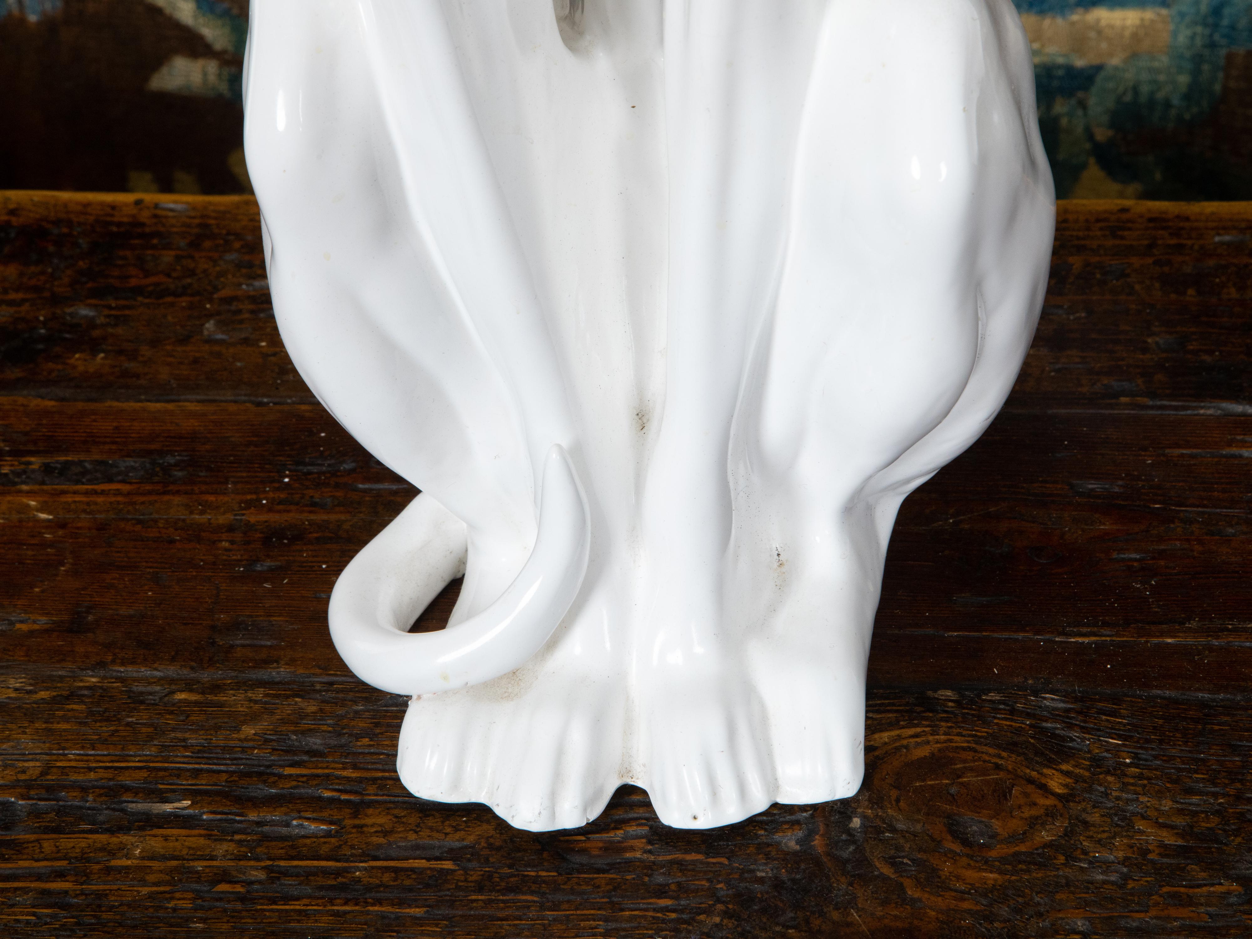 Italian Midcentury White Porcelain Dog Sculpture of a Sitting Greyhound 6