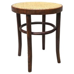 Italian Midcentury Wood and Straw Stool in Thonet Style, 1950s