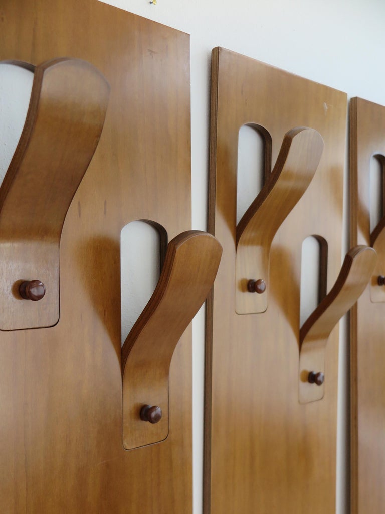 Italian Midcentury Wood Wall Coat Racks, 1960s For Sale at 1stDibs