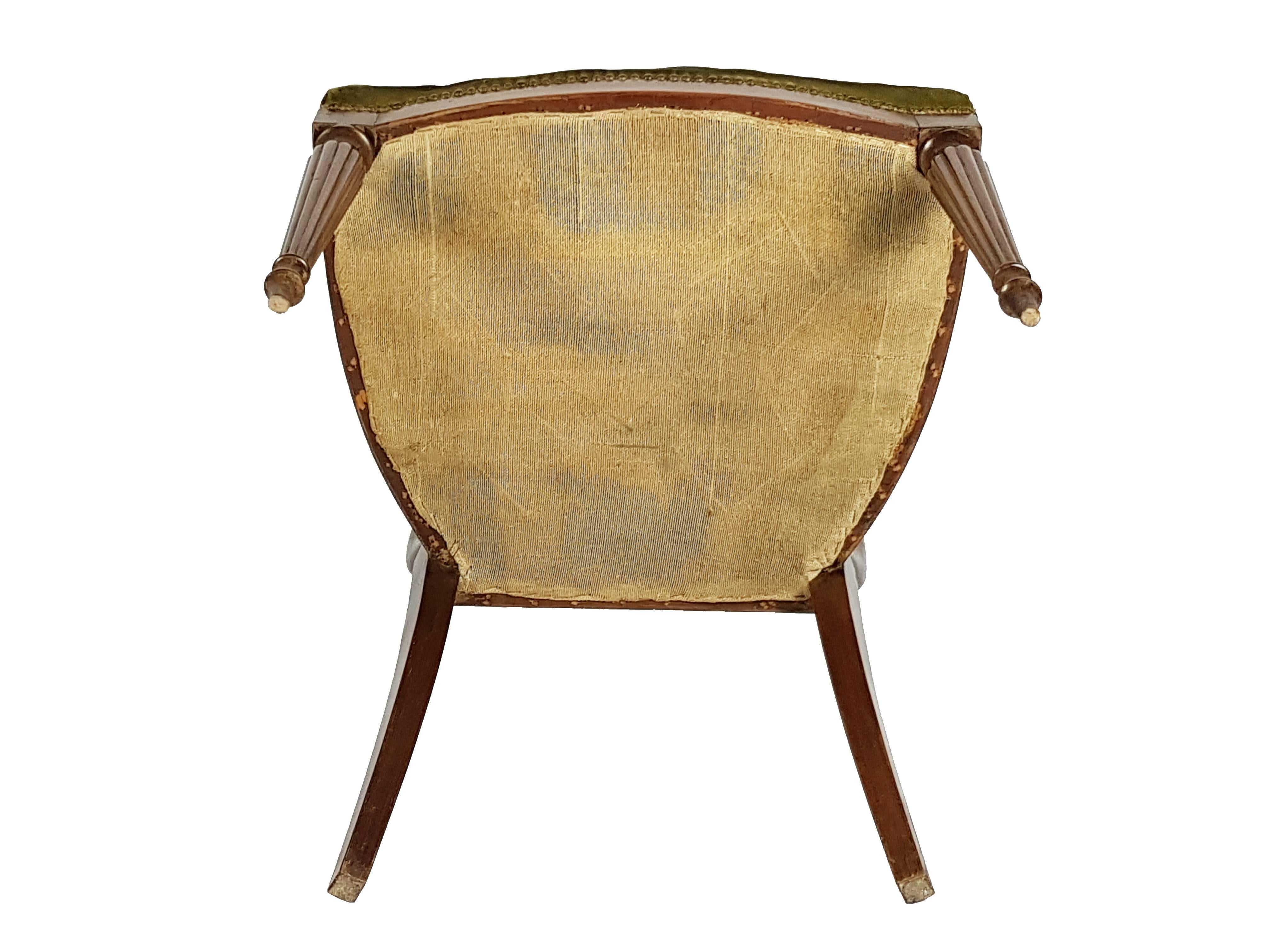 Italian Mid-Century Wooden and Green Velvet Armchair with Sculptural Armrest For Sale 7