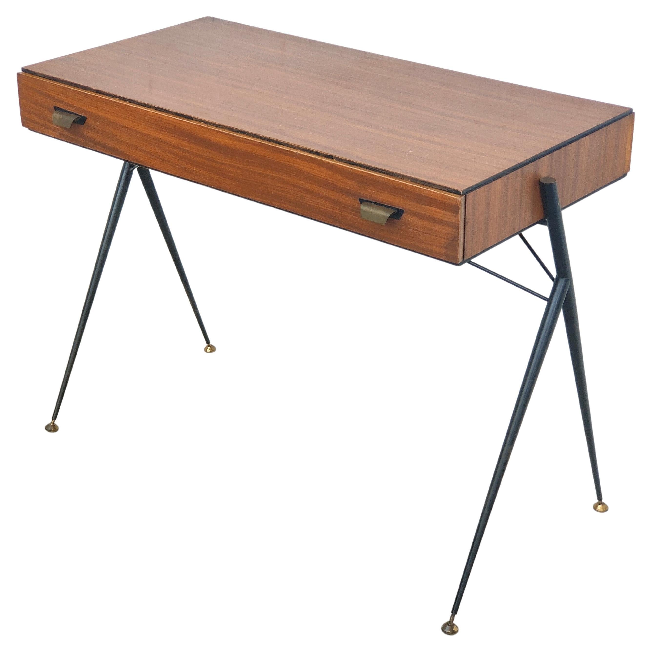 Italian Midcentury Wooden and Metal Desk by Silvio Cavatorta, 1950s at
