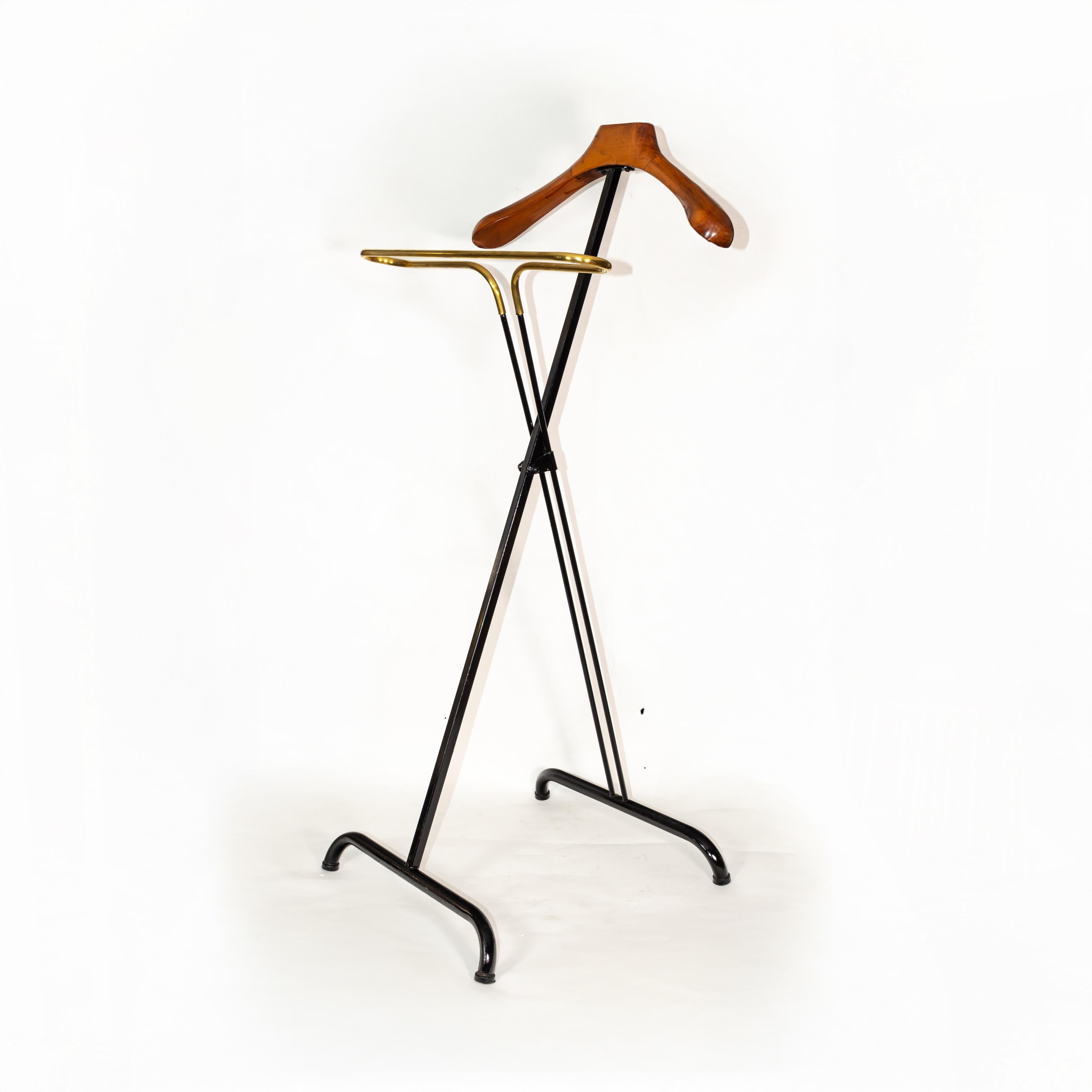 Milieu du XXe siècle Valet de chambre pliant en bois et métal du milieu du siècle dernier par Fratelli Reguitti en vente