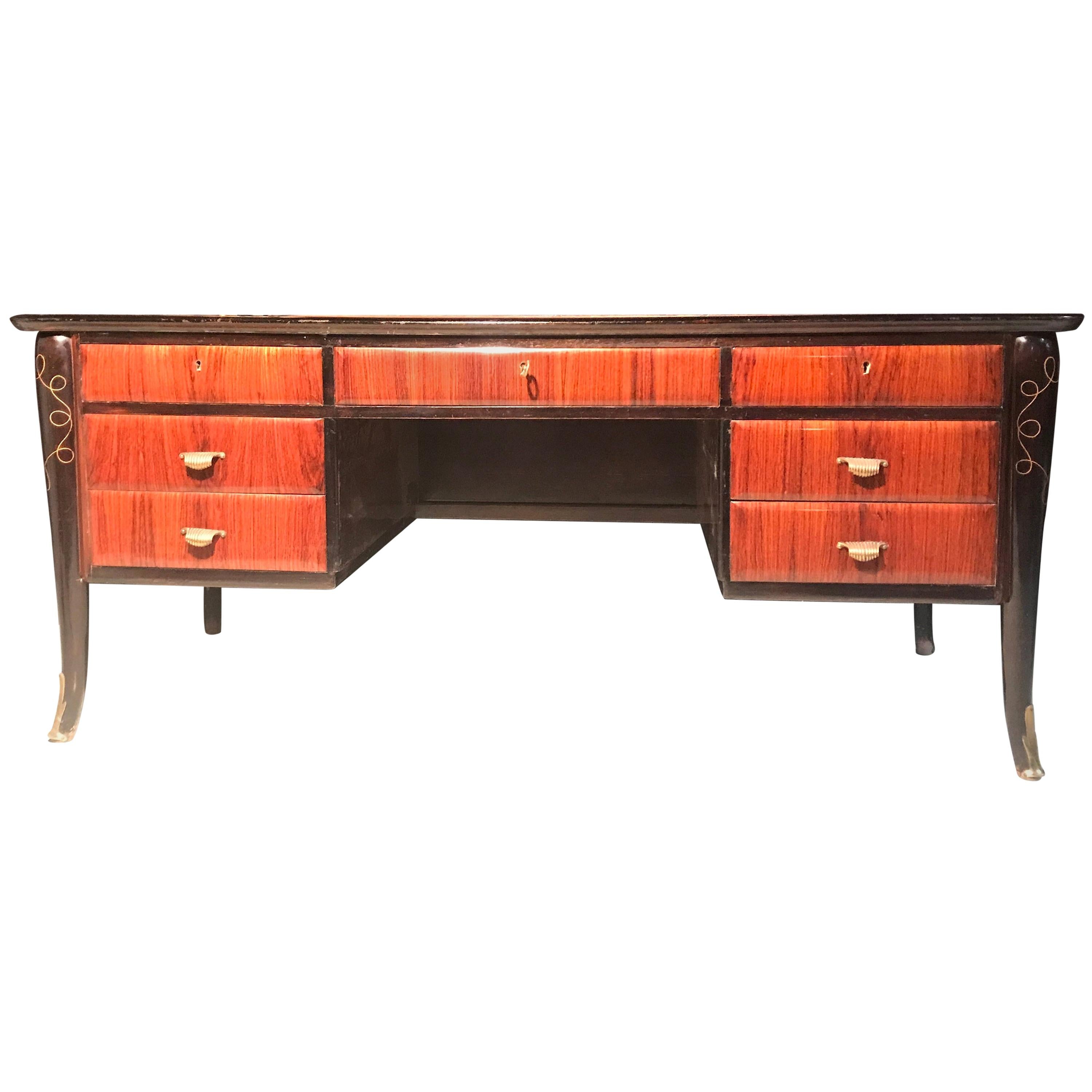 Italian Midcentury Writing Desk attributed to Paolo Buffa For Sale